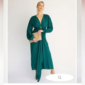 VICI “Saylor Metallic Embroidered Twist Front Maxi”